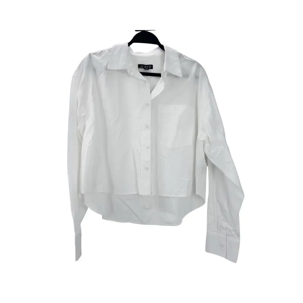 J. Crew Women's Étienne Cropped Button-Up Shirt Cotton Poplin White Size M NWT